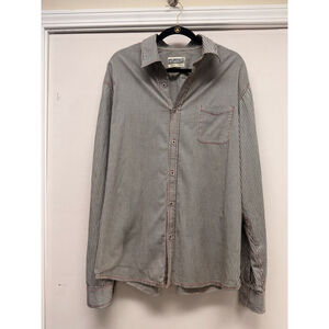 Men's Purnell Casual Button Down Shirt XXL Black White Striped